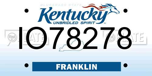 IO78278 Kentucky License Plate