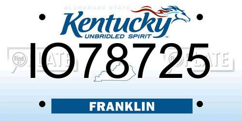 IO78725 Kentucky License Plate