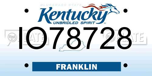 IO78728 Kentucky License Plate