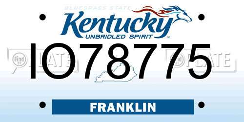 IO78775 Kentucky License Plate