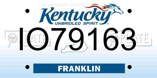 IO79163 Kentucky License Plate
