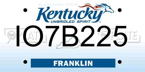 IO7B225 Kentucky License Plate