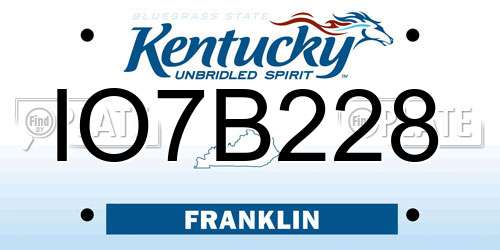 IO7B228 Kentucky License Plate