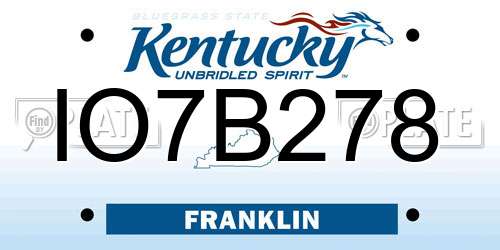 IO7B278 Kentucky License Plate