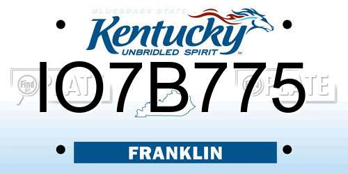 IO7B775 Kentucky License Plate