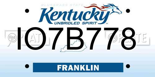 IO7B778 Kentucky License Plate