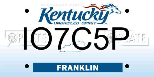 IO7C5P Kentucky License Plate