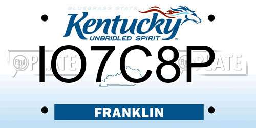 IO7C8P Kentucky License Plate