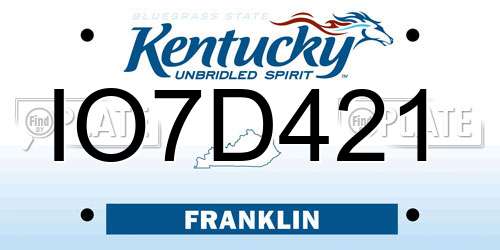 IO7D421 Kentucky License Plate
