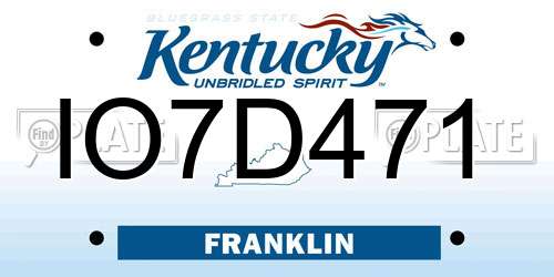 IO7D471 Kentucky License Plate