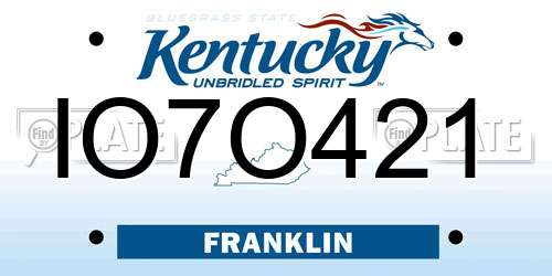 IO7O421 Kentucky License Plate