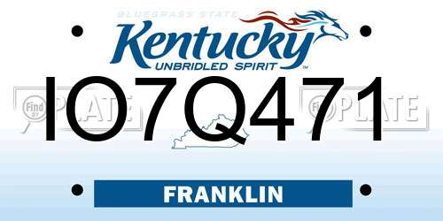 IO7Q471 Kentucky License Plate