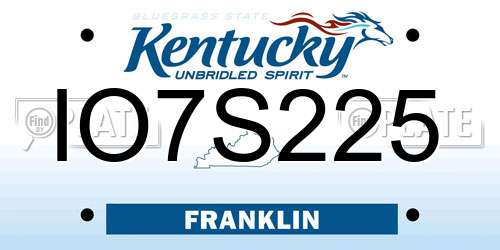 IO7S225 Kentucky License Plate