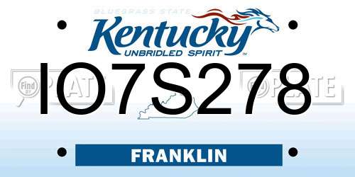 IO7S278 Kentucky License Plate