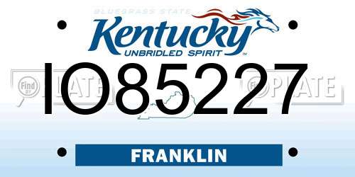 IO85227 Kentucky License Plate