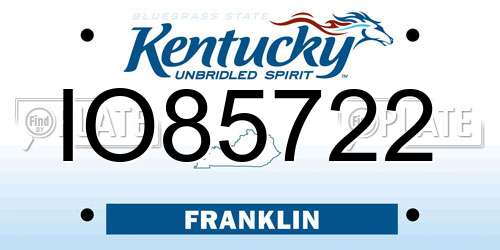 IO85722 Kentucky License Plate