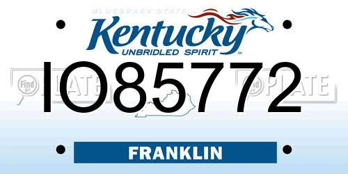 IO85772 Kentucky License Plate