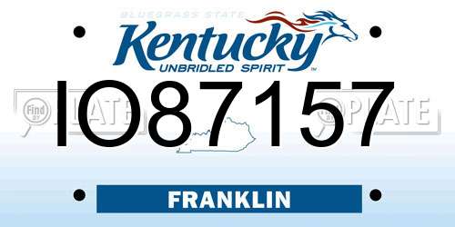 IO87157 Kentucky License Plate
