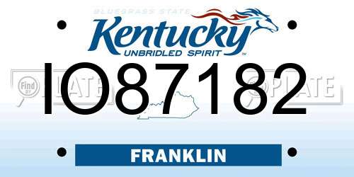 IO87182 Kentucky License Plate