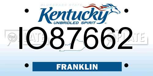 IO87662 Kentucky License Plate
