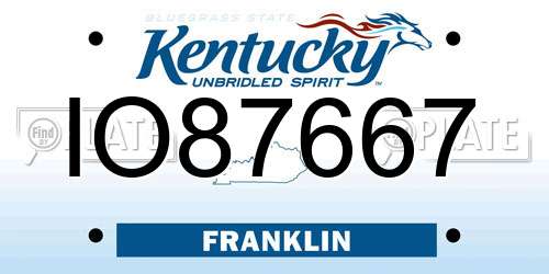 IO87667 Kentucky License Plate