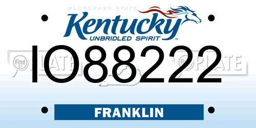 IO88222 Kentucky License Plate