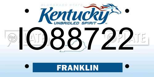 IO88722 Kentucky License Plate