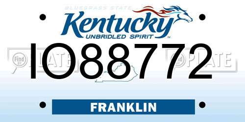 IO88772 Kentucky License Plate