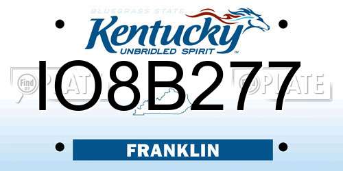 IO8B277 Kentucky License Plate