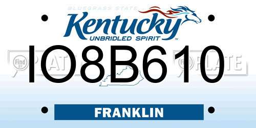 IO8B610 Kentucky License Plate