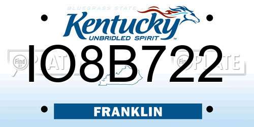 IO8B722 Kentucky License Plate