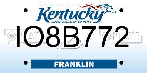 IO8B772 Kentucky License Plate