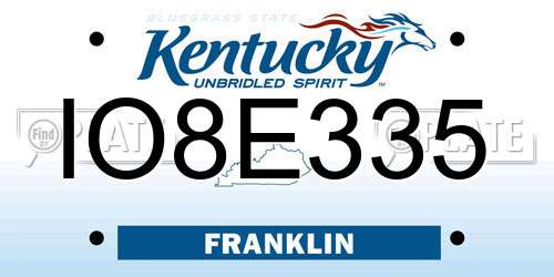 IO8E335 Kentucky License Plate