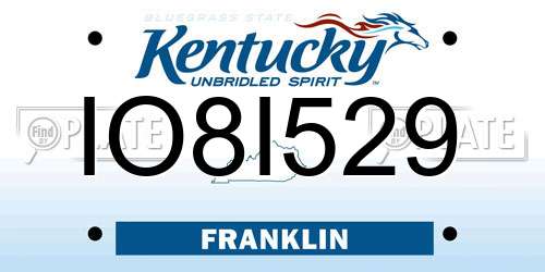 IO8I529 Kentucky License Plate