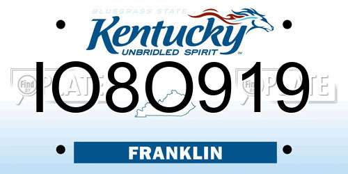 IO8O919 Kentucky License Plate