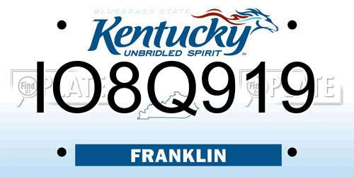 IO8Q919 Kentucky License Plate