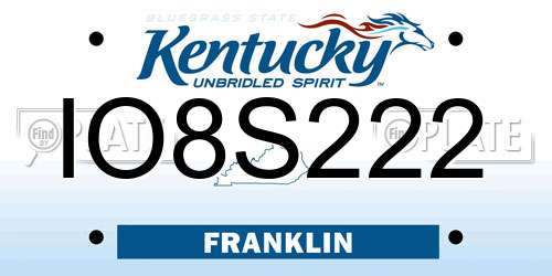 IO8S222 Kentucky License Plate