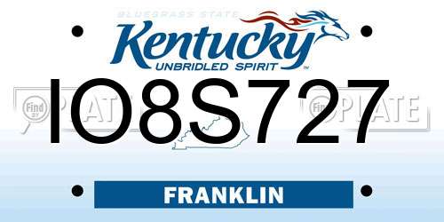 IO8S727 Kentucky License Plate