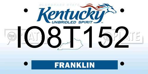 IO8T152 Kentucky License Plate