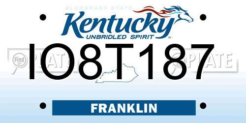 IO8T187 Kentucky License Plate