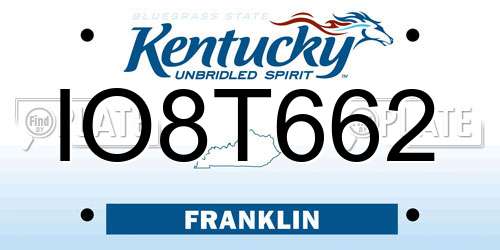 IO8T662 Kentucky License Plate