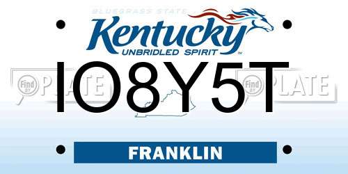 IO8Y5T Kentucky License Plate