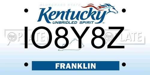 IO8Y8Z Kentucky License Plate