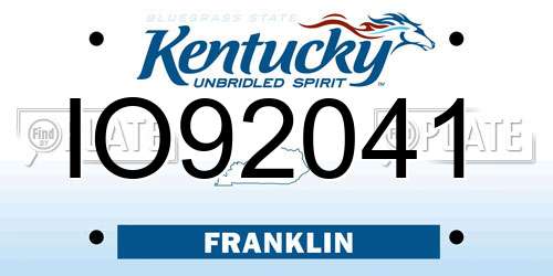 IO92041 Kentucky License Plate