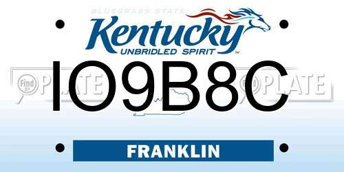 IO9B8C Kentucky License Plate