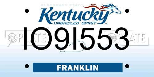 IO9I553 Kentucky License Plate