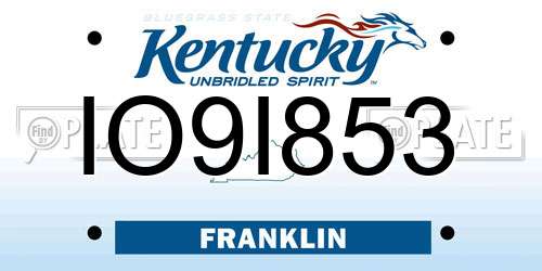 IO9I853 Kentucky License Plate