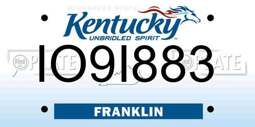 IO9I883 Kentucky License Plate