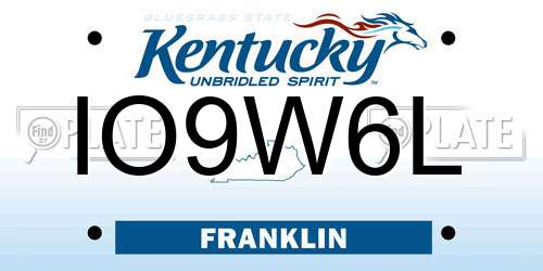 IO9W6L Kentucky License Plate