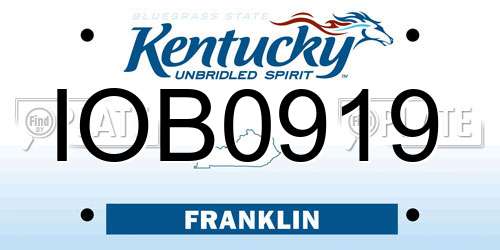 IOB0919 Kentucky License Plate